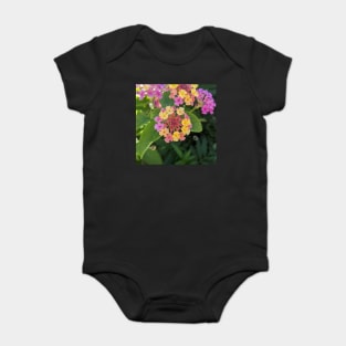 multicolored tiny flower cluster photographic image Baby Bodysuit